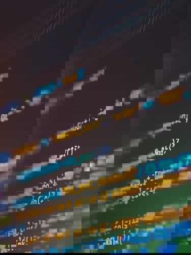 Code strings in different colours on a computer screen